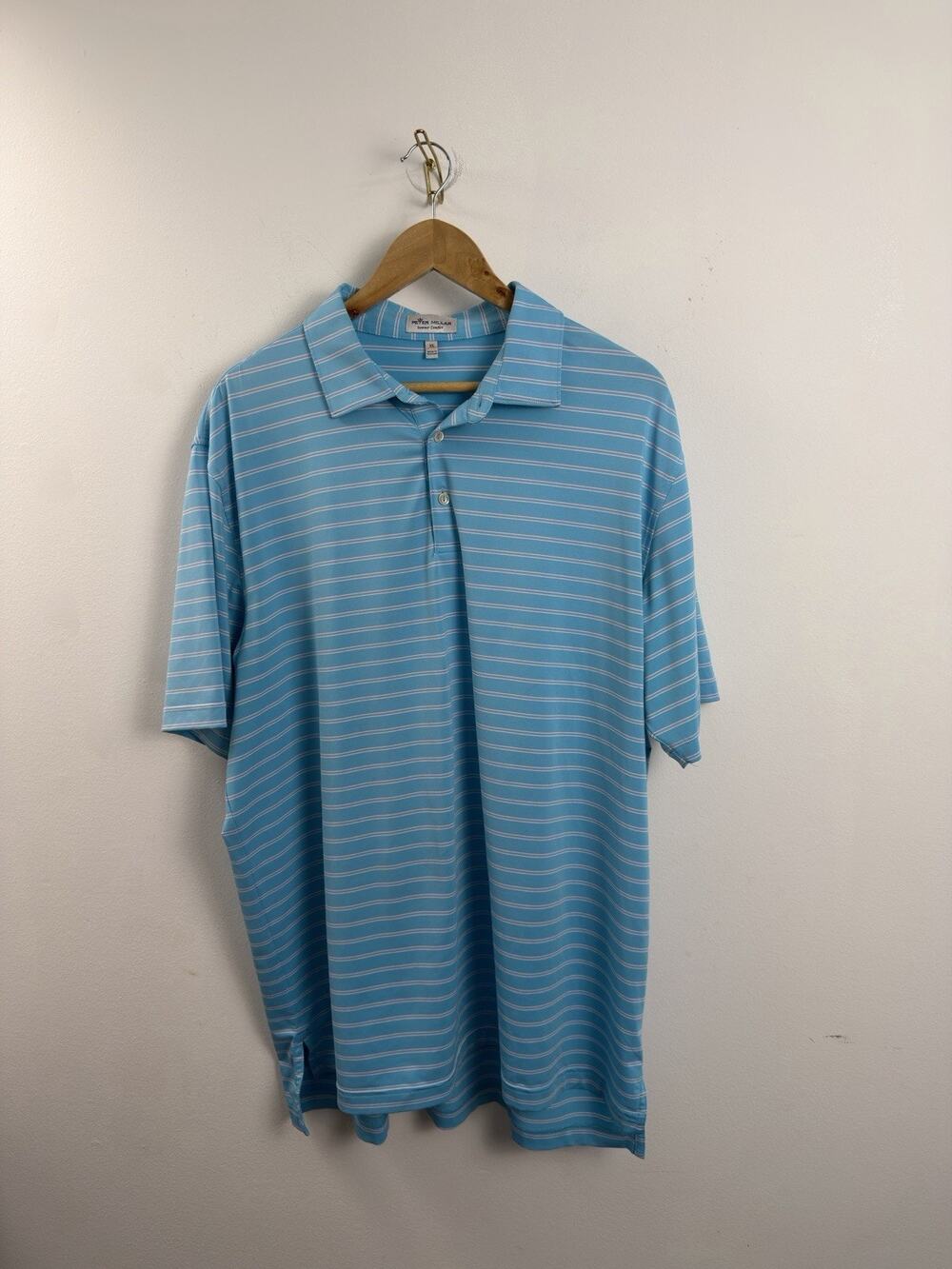 Peter Millar Summer Comfort Men’s XLarge Blue Striped Performance Stretch Polo